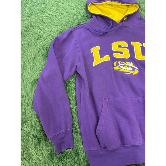 LSU Louisiana State University Pullover Purple | Yellow Sweatshirt Hoodie Medium - Picture 3 of 8
